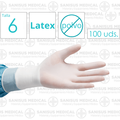 Guantes quirúrgicos de látex estériles sin polvo 50 pares T. 6