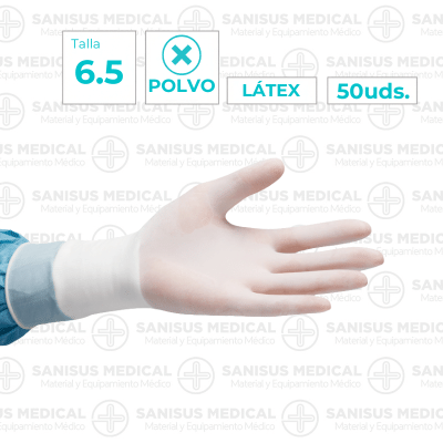 Guantes quirúrgicos de látex estériles sin polvo 50 pares T. 6.5