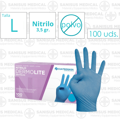 Guantes de Nitrilo Azul FINO 3,5GR Talla L  Caja 100 uds