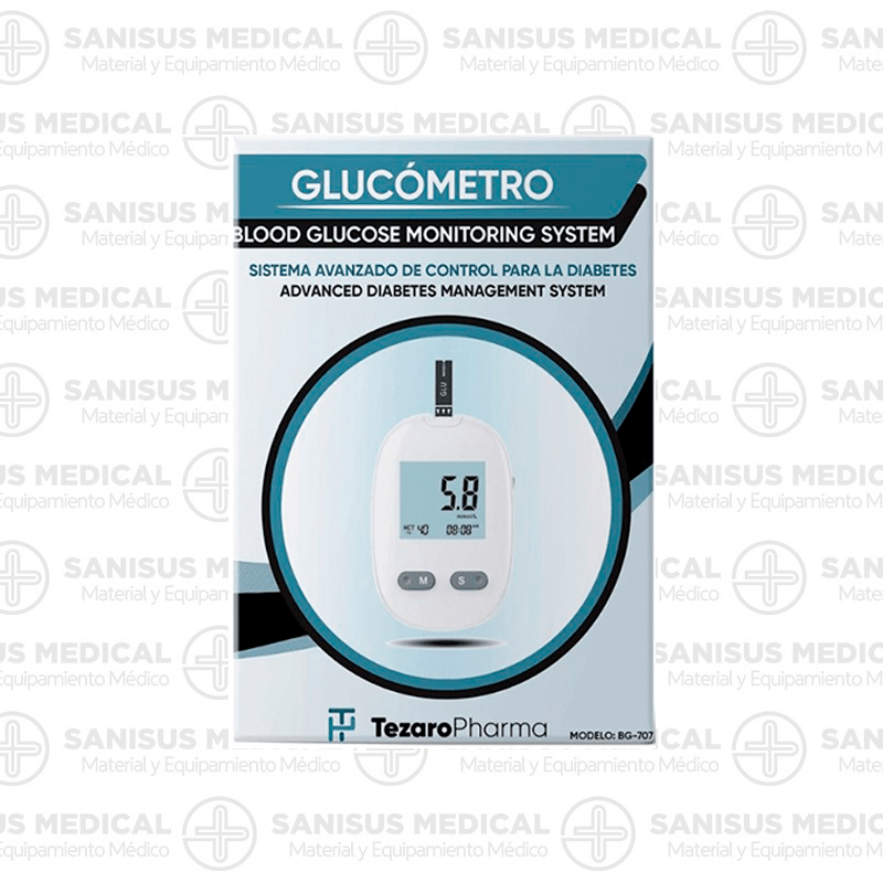 Glucómetro para Medir Glucosa de Tezaro Pharma (Incluye 50 Tiras Reactivas  y 50 Lancetas) - Sanisus Medical