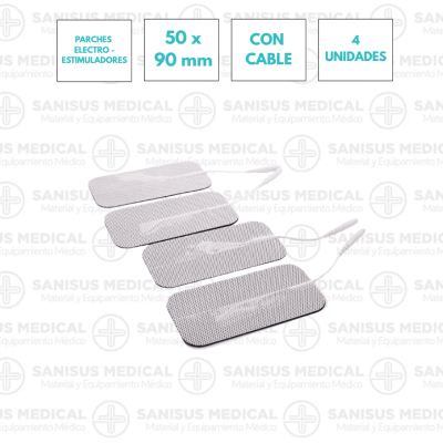 Electrodos Adhesivos TENS-EMS 50x90mm Con Cable 4 UDS