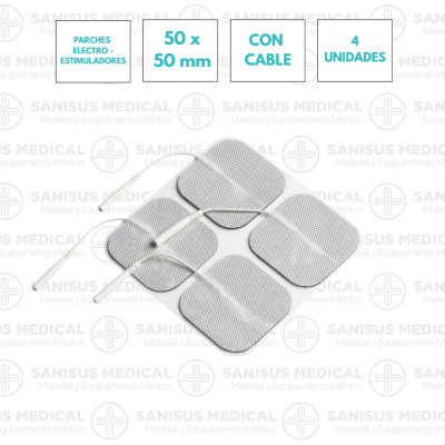Electrodos Adhesivos TENS-EMS 50x50mm Con Cable 4 UDS