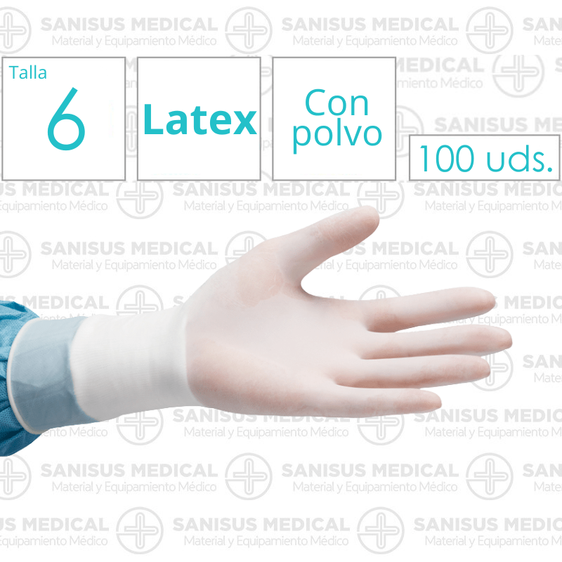 Guantes Quirúrgicos de Látex Estériles con Polvo 50 pares T.6