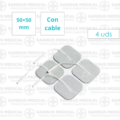 Electrodos Adhesivos TENS-EMS 50x50 mm Con Cable 4 uds.