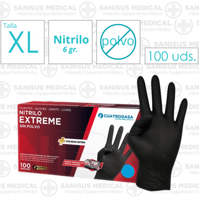 Guantes de Nitrilo Negro GRUESO 6GR XL Caja 100 uds