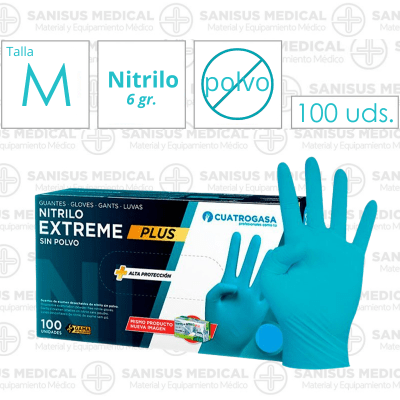 Guantes de Nitrilo Azul GRUESO 6GR Talla M  Caja 100 uds