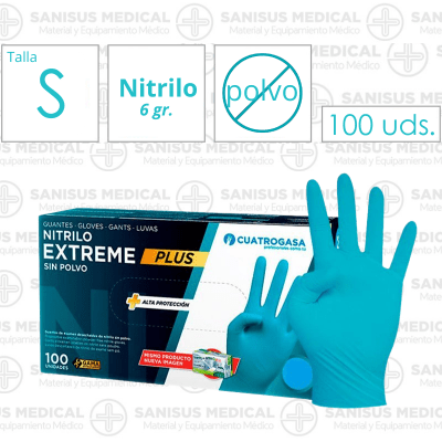 Guantes de Nitrilo Azul GRUESO 6GR Talla S  Caja 100 uds