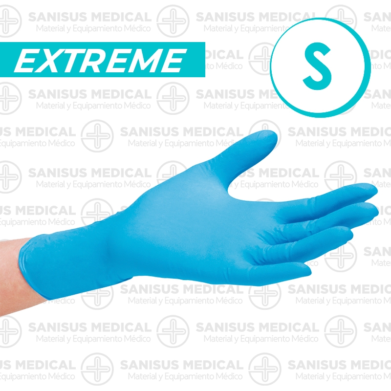 Plano Emulación Peladura Guantes de Nitrilo EXTREME Azul 6GR Talla S Caja 100 uds - Sanisus Medical
