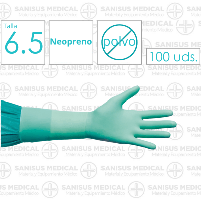 Guantes quirúrgicos Neopreno sin polvo T. 6.5 Caja 50 pares