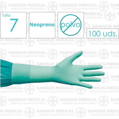 Guantes quirúrgicos Neopreno sin polvo T. 7 Caja 50 pares