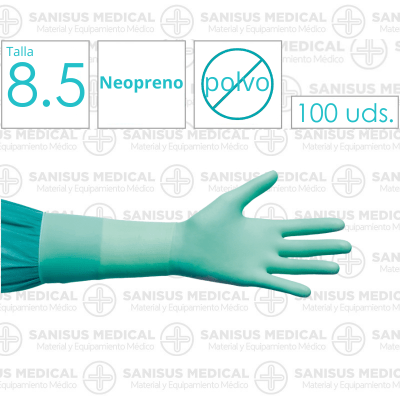 Guantes quirúrgicos Neopreno sin polvo T. 8.5 Caja 50 pares