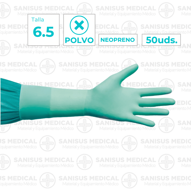 Guantes quirúrgicos Neopreno sin polvo T. 6.5 Caja 50 pares
