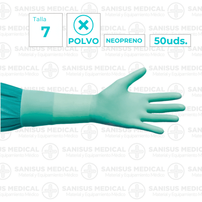 Guantes quirúrgicos Neopreno sin polvo T. 7 Caja 50 pares