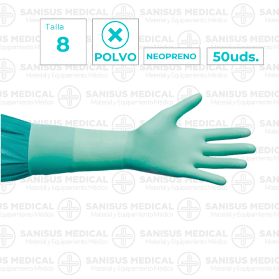 Guantes quirúrgicos Neopreno sin polvo T. 8 Caja 50 pares