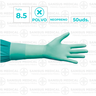Guantes quirúrgicos Neopreno sin polvo T. 8.5 Caja 50 pares