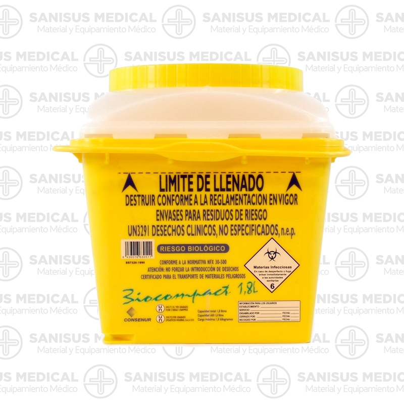 Contenedor para agujas 1.8 litros