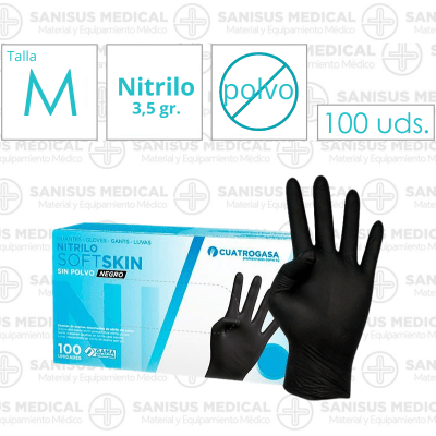 Guantes de Nitrilo Negro FINO 3,5GR Talla S  Caja 100 uds