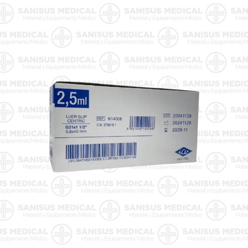 Jeringa <b>2.5ml</b> con aguja 21G 0,8x40mm Ico Plus 3 Caja 100 uds - Imagen 3