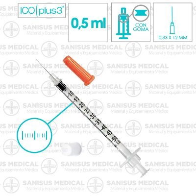 Jeringa de insulina de 0,5 ml. con aguja de 0,33 x 12 mm. G29