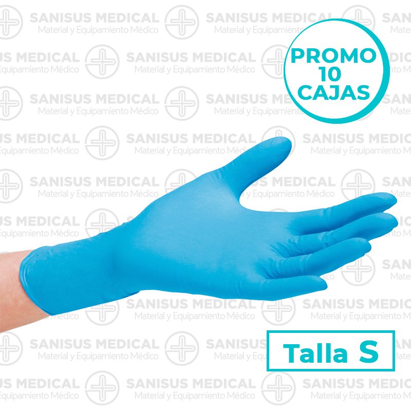 Promo Guantes de Nitrilo Azul 3.5GR Talla S 1000 uds - Sanisus Medical