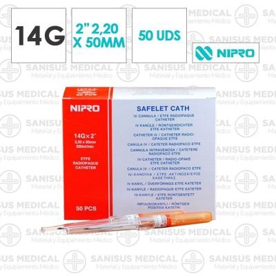 Catéter Intravenoso Nipro 14G 50mm Naranja