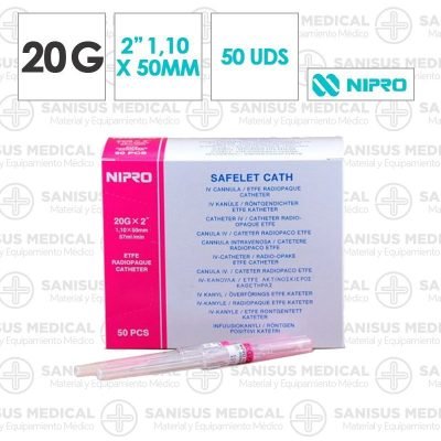 Catéter Intravenoso Nipro 20G 50mm Rosa Caja 50 uds