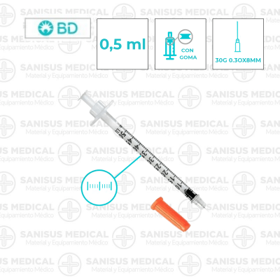 Jeringa de Insulina BD Micro-Fine 0,5 ml Aguja 30G 0,30x8mm BD Caja 100 uds