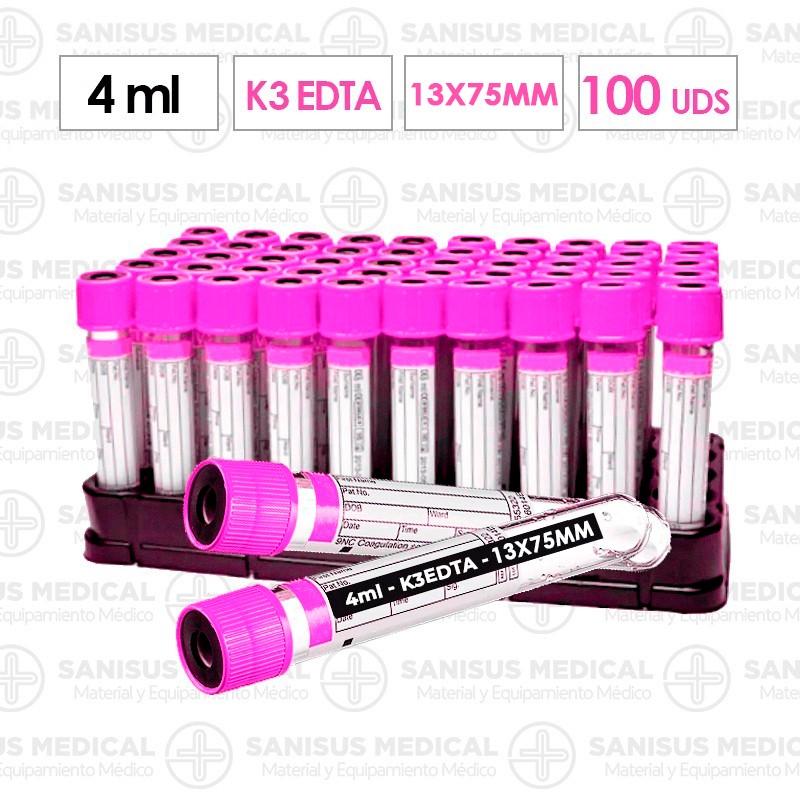 Tubo EDTA K3 4ML 13x75mm Caja 100 uds