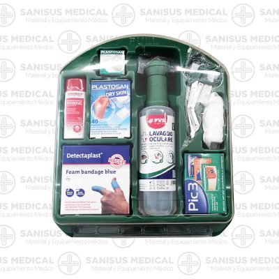 Botiquín primeros auxilios para quemaduras y accidentes en ojos con soporte de pared - Imagen 2