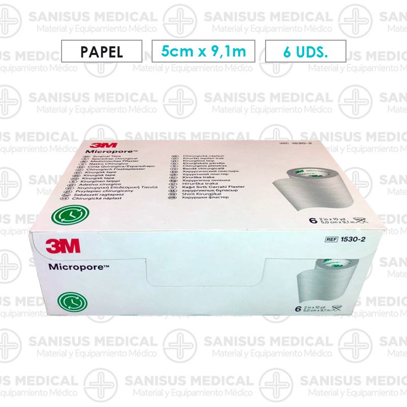 Esparadrapo papel Micropore 5cm x 9.1 m Caja de 6 uds.