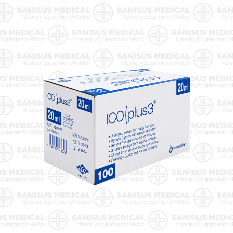 Jeringa <b>20ml</b> con aguja 21G 0,8x40mm Ico Plus 3 Caja 100 uds - Imagen 3