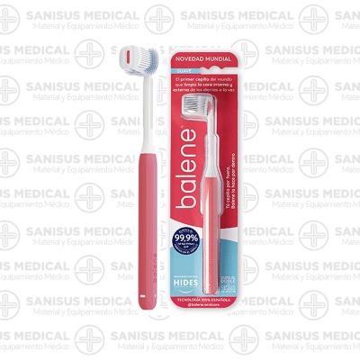 Cepillo Balene Manual Balene es el primer cepillo del mundo que limpia la cara interna, externa y superficie de masticado de los dientes a la vez. Sus cerdas Tyflex duran el doble y eliminan el 99.9% de bacterias que habitan en el cepillo.
