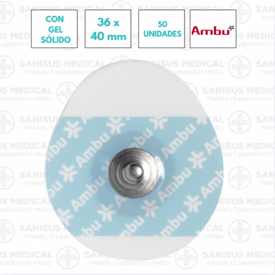 Electrodos de corchete adhesivos ECG 36x40mm Ambu White Sensor WS ® Bolsa 50 UNIDADES