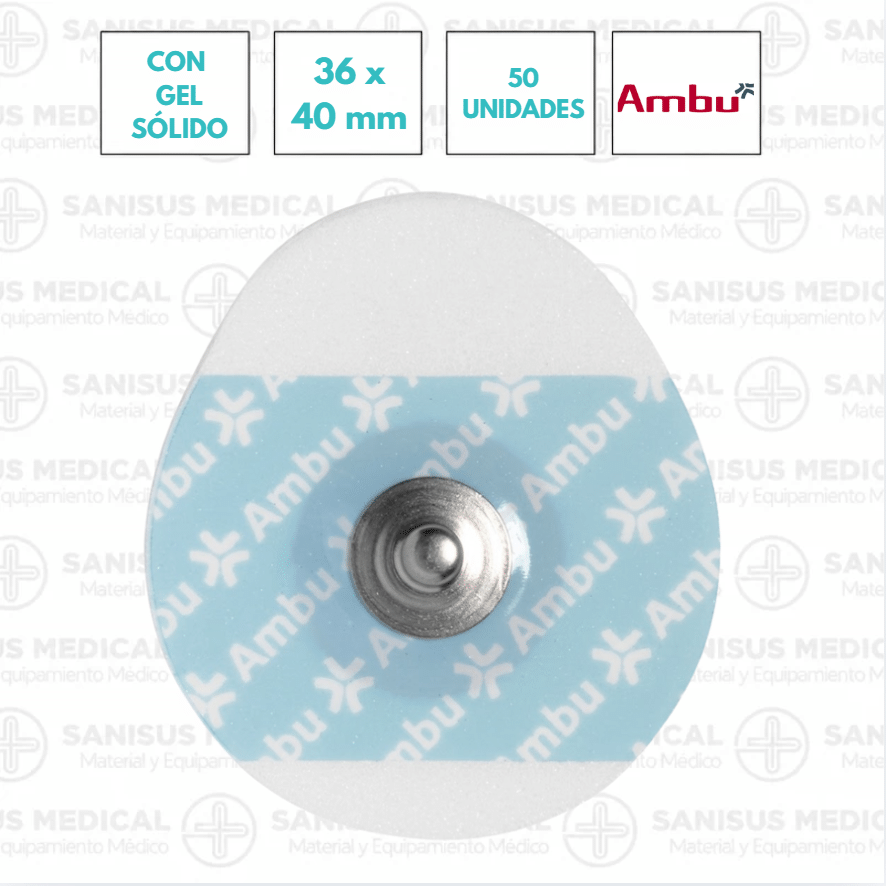 Electrodos de corchete adhesivos ECG 36x40mm Ambu White Sensor WS ® Bolsa 50 UDS