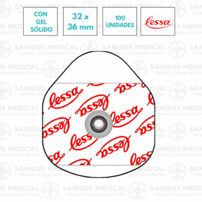 Electrodos de corchete adhesivos ECG 32x36mm Lessa Foam Bolsa 100 UNIDADES
