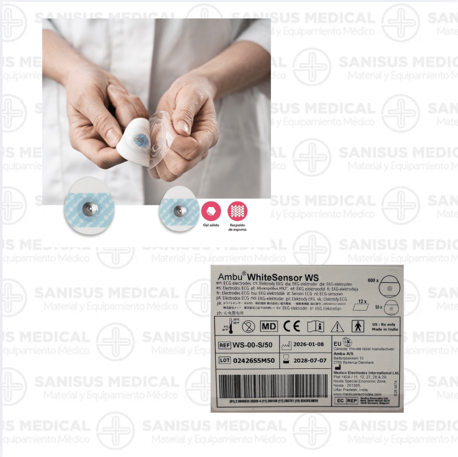 Electrodos de corchete adhesivos ECG 36x40mm Ambu White Sensor WS ® Bolsa 50 UDS - Imagen 3