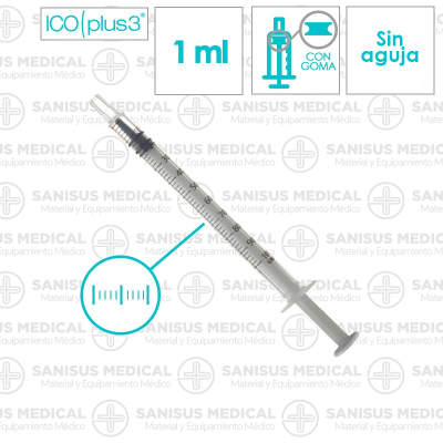 Jeringa insulina 1ml sin aguja Ico Plus 3 Caja 100 uds