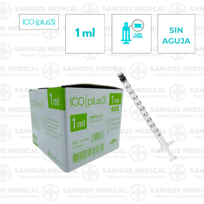 Jeringa tuberculina 1ml sin aguja Ico Plus 3 Caja 100 uds