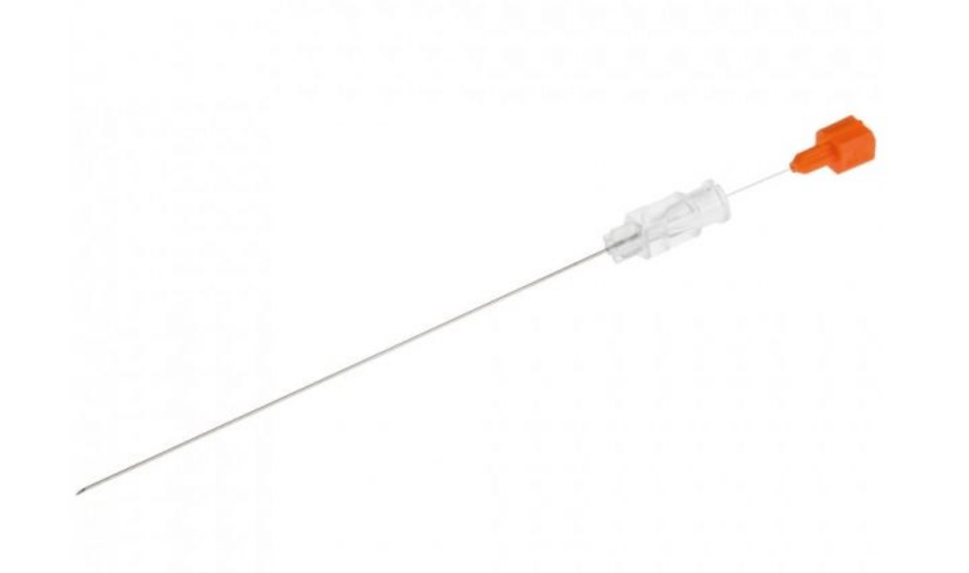Aguja espinal BD punta quincke 25G 0,5 x 90mm. Naranja.