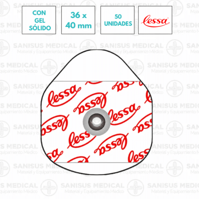 Electrodos de corchete adhesivos ECG 36x40mm Lessa Foam Bolsa 50 UNIDADES