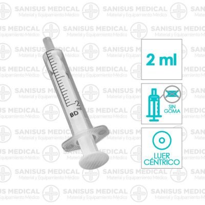 Jeringa Discardit II 2ml de 2 cuerpos Luer céntrico Caja 100 uds