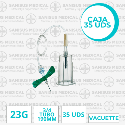 Palomilla de seguridad 23G con portatubos Verde Caja 35 uds