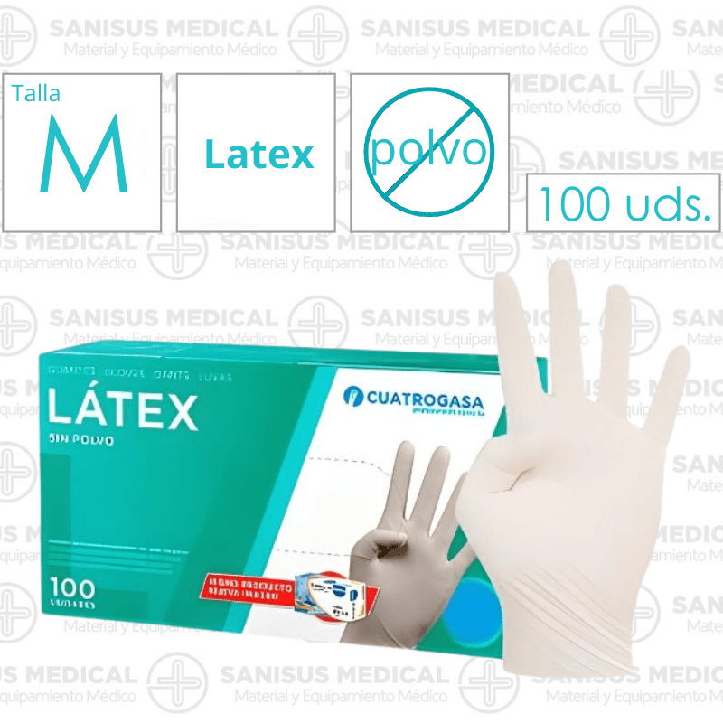 Guantes de Látex sin Polvo T. M Caja 100 uds