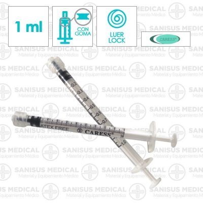 Jeringa 1ml de 3 cuerpos Luer Lock Caress  Caja 100 Uds