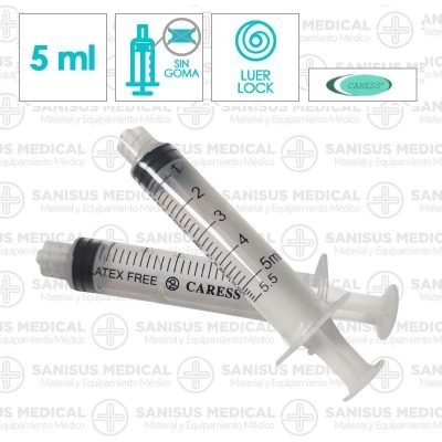 Jeringa 5,5ml 3 cuerpos Luer Lock Caress Caja 100 uds