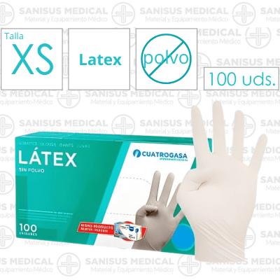Guantes de Látex sin Polvo T. XS  Caja 100 uds