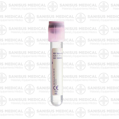 Tubo de extracción de sangre BD EDTA K2 13x75mm 3ml. Caja de 100 unidades