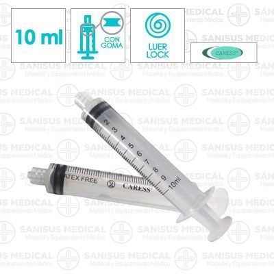Jeringa 10ml 3 cuerpos Luer Lock Caress Caja 100 uds