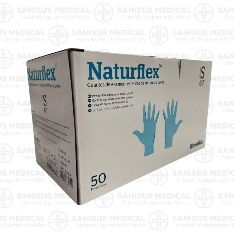 Guantes de nitrilo estéril Varias tallas Caja 50 pares