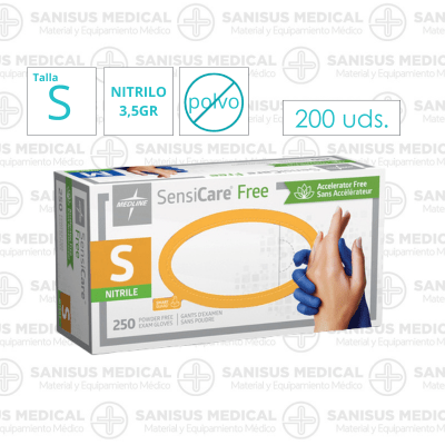 Guantes de Nitrilo Azul FINO 3,5GR Talla S Caja 200 uds